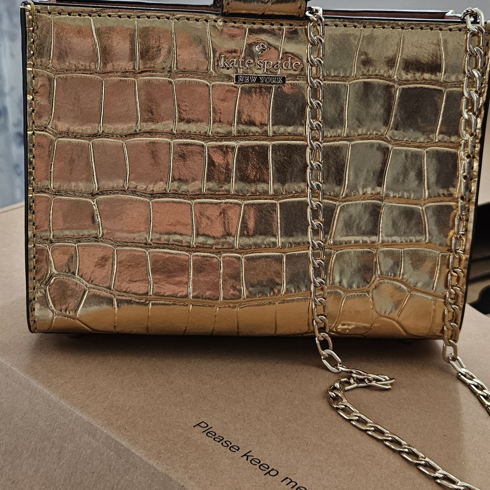 Kate Spade Gold Croc-Embossed Women's Bag - Picture 6 of 6